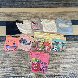 BUNDLE OF 10 KID VINEYARD VINES AND SIMPLY SOUTHERN SHORT/LONG SLEEVE SIZE 7-12